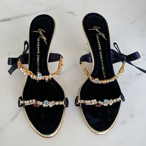 Giuseppe Zanotti Tak Mokuba Gold Jeweled Sandals Size 5